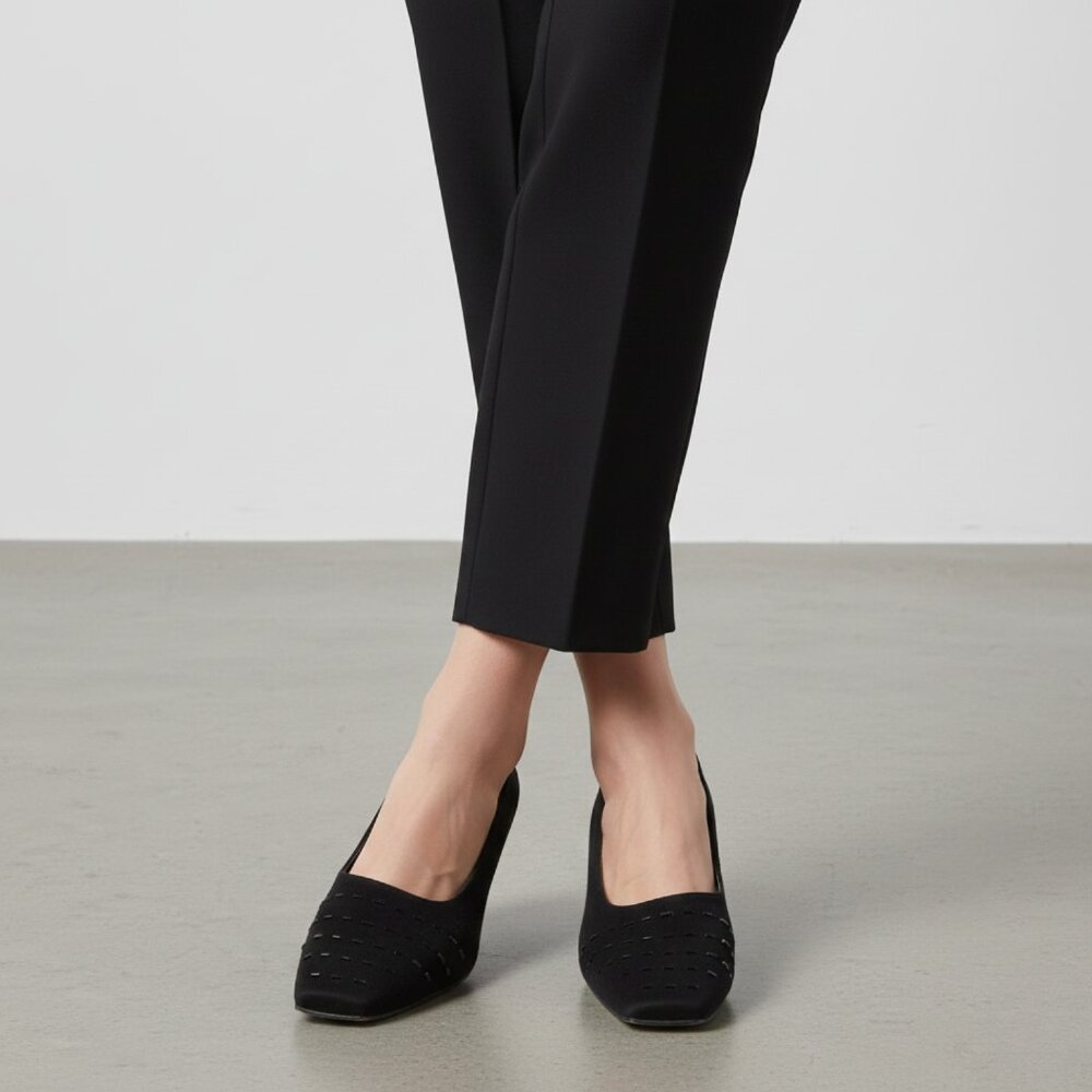 Stuart  Weitzman Square Toe Heel Beaded Pump